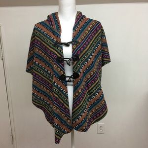 Aztec Pancho Multicolor Cape with Hood